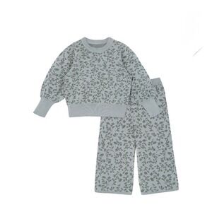 Modern Moments by Gerber Toddler Girls 3T green Floral Knit Sweater Pants Set